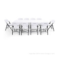Plain White Dining Tables Camping Banquet Table Plastic Easy Folding Table
